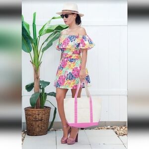 Vibrant Floral Off-Shoulder Mini Dress